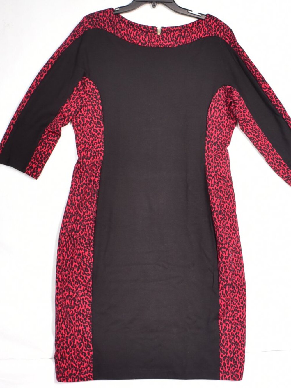 Covington Women's Midi Dress Size 14 3/4 Sleeve Red Black Animal Print
